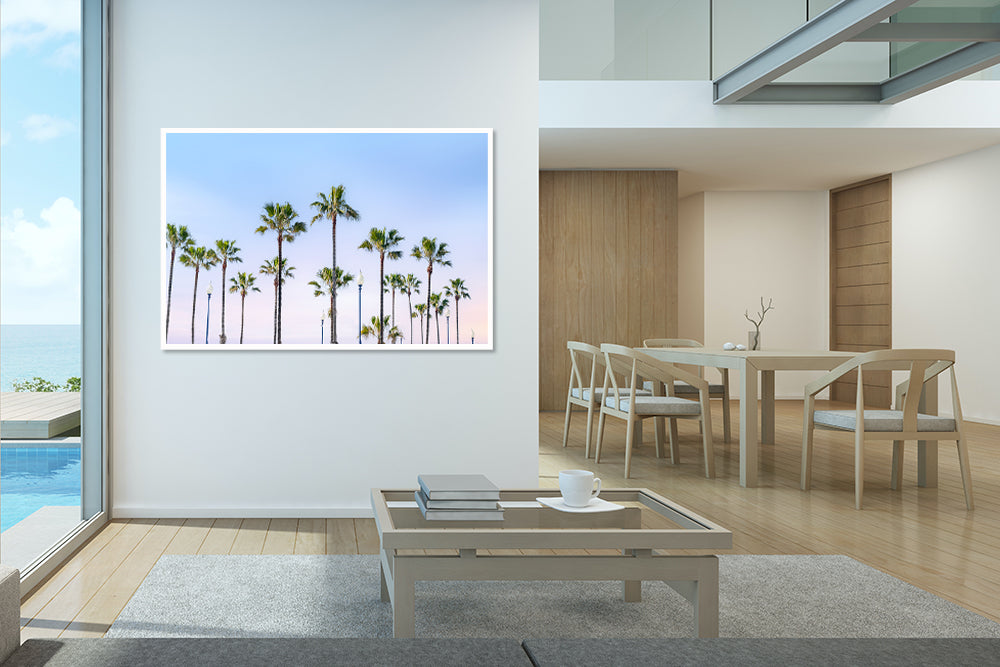 large framed print of the palm trees at Oceanside California