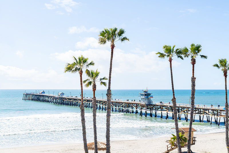 San Clemente Pier on a clear blue sky day