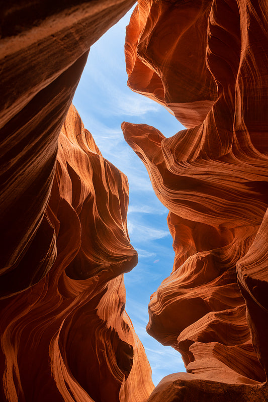 looking up inside the slot canyon of arizona