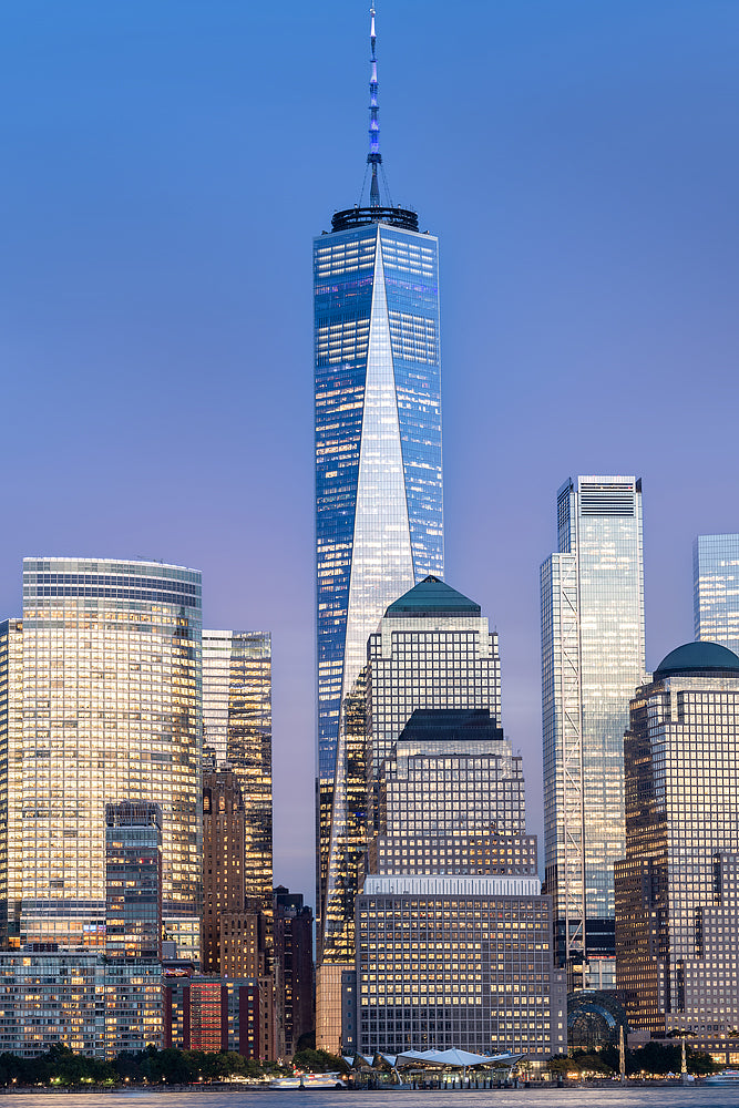 One World Trade Center at dusk
