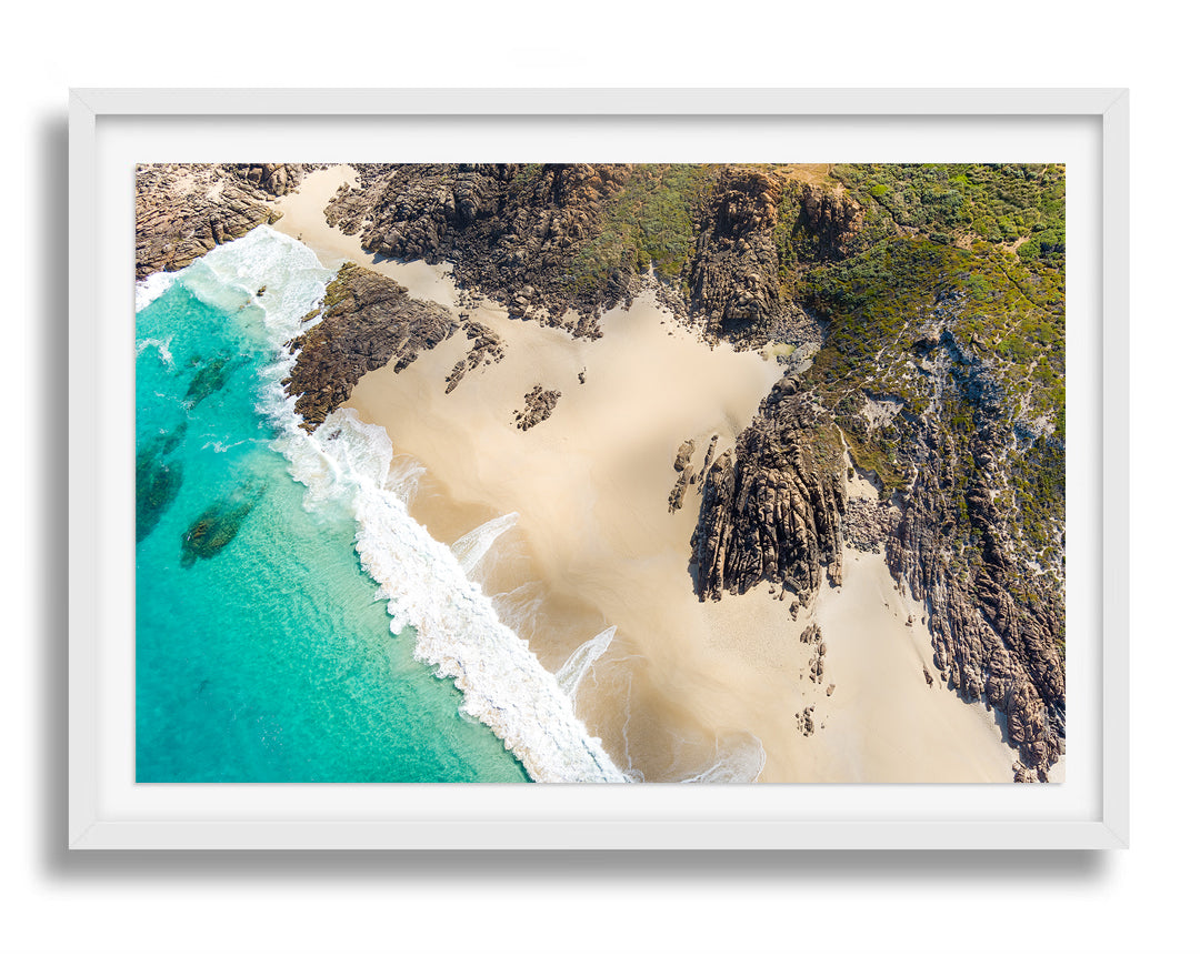 Framed in white picture of Wyadup Beach Yallingup