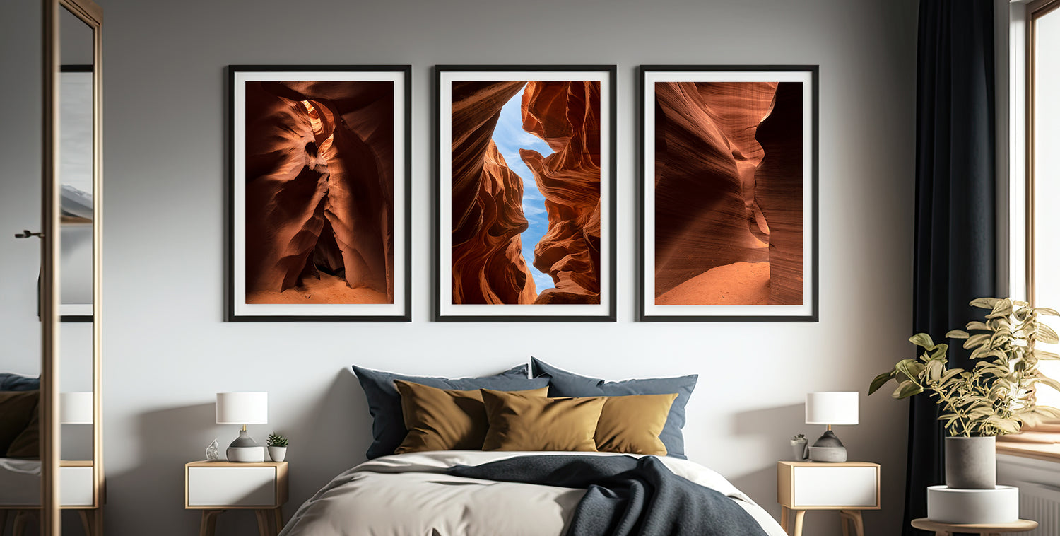 Antelope Canyon Prints Hanging In Bedroom