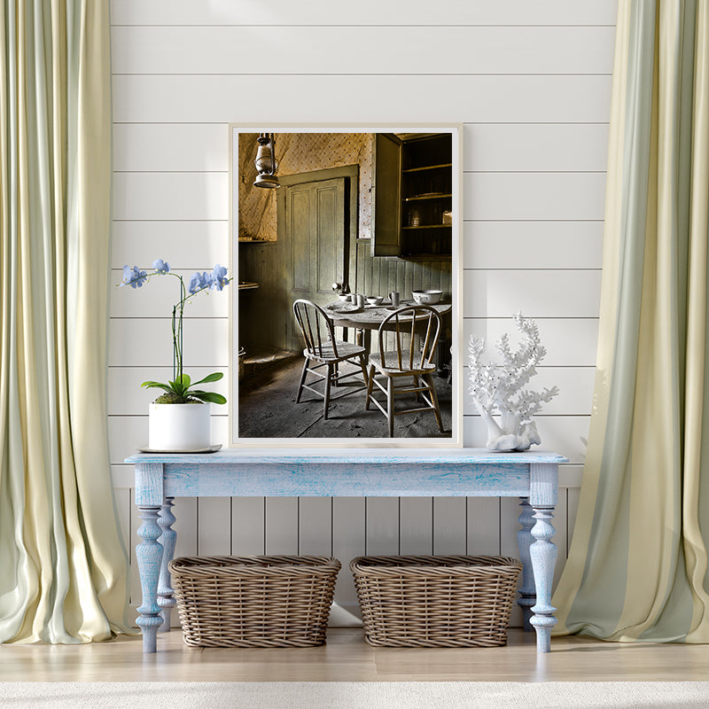 Picture of 18th century kitchen from bodie california hanging on wall