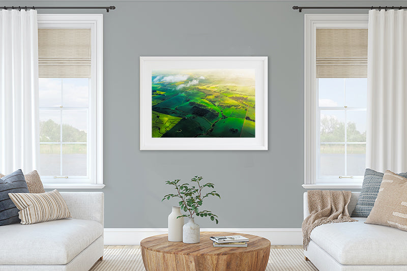 lush green avon valley farmland from above