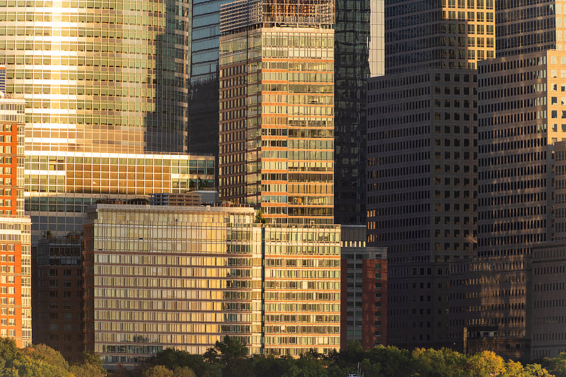 Manhattan apartments in the setting sun