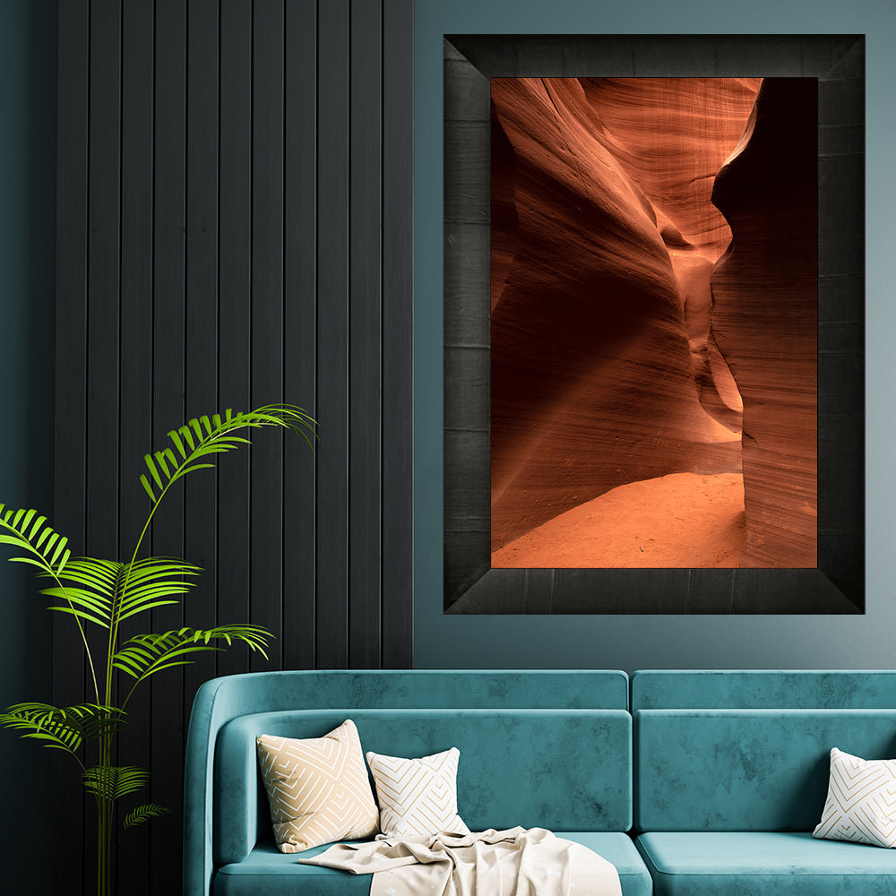 framed print of curved walls deep inside the slot canyons of Arizona