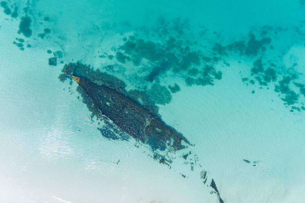 Aerial view over the Omeo wreck coogee