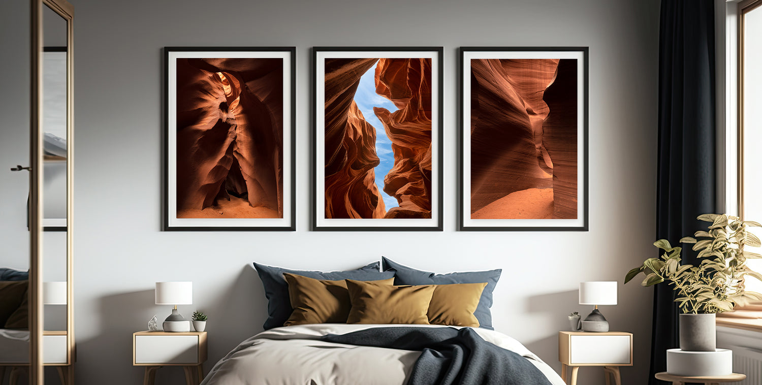 Antelope Canyon Prints Hanging In Bedroom