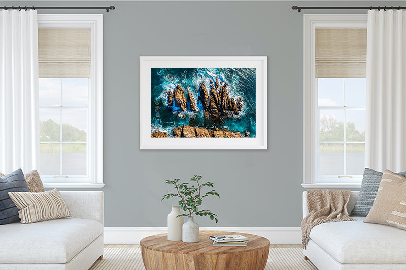 Framed print of canal rocks yallingup from above
