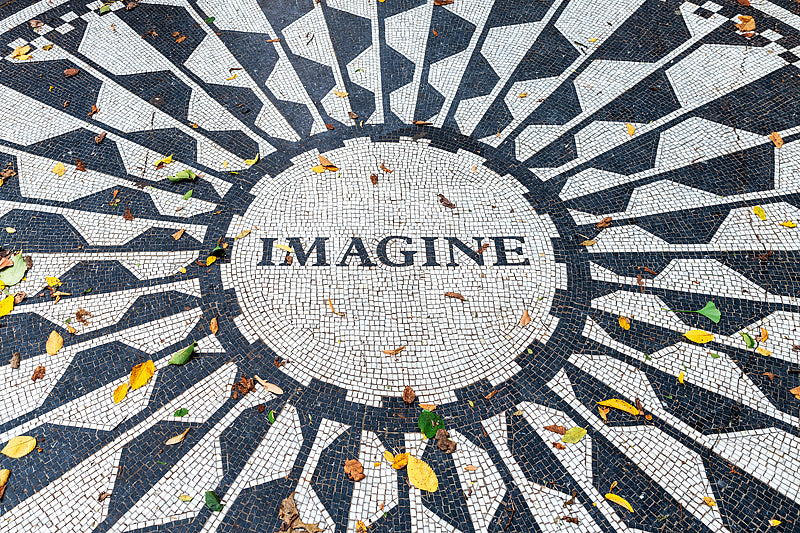 The Imagine mosaic tiles memorial for John Lennon inside Central Park Manhattan