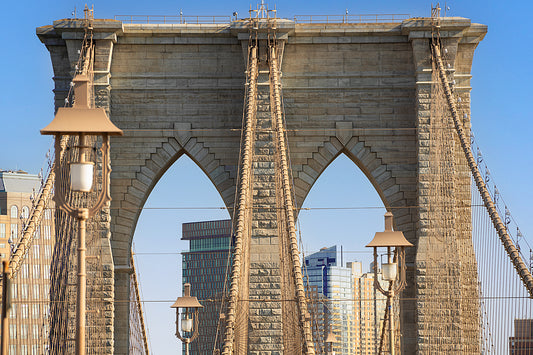 up close to the brooklyn bridge tower new york city