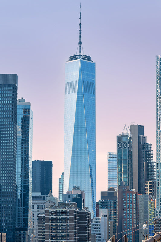 One world trade centre rising above Manhattan at sunrise