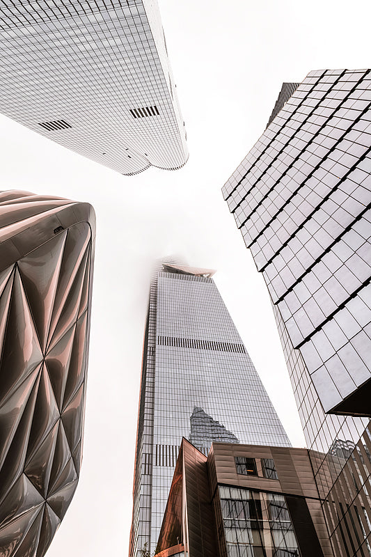 Hudson Yards Skyscrapers rising into the clouds