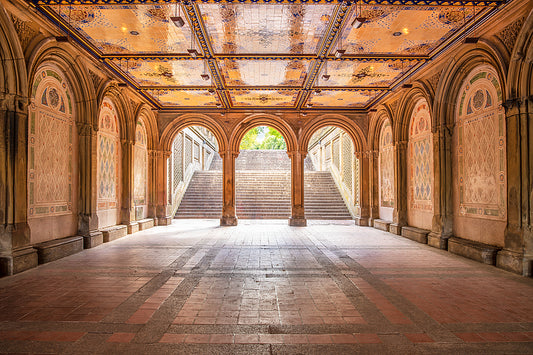 stunning morning light eliminating the inside of Bethesda Terrace Central Park New York City