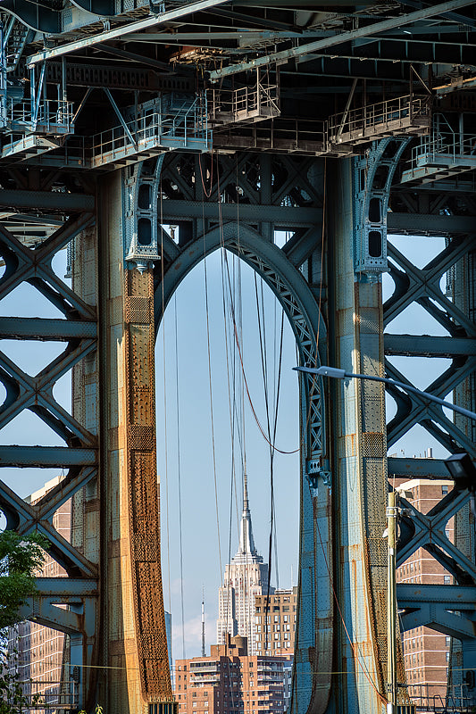 The manhattan bridge and empire state building in the same image