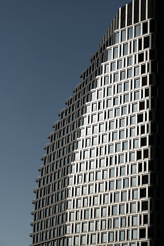 Modern Olympia Dumbo, Brooklyn apartment building bathed in sunlight