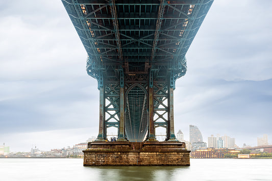 Under the manhattan bridge in stormy wet weather