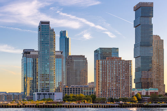 Jersey City skyline in the late afternoon sunlight