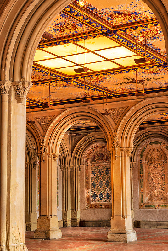 The stunning skylight and arches inside Bethesda Terrace New York City