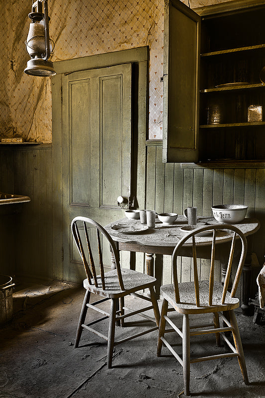 Inside a 18th century abandoned kitchen in Bodie california